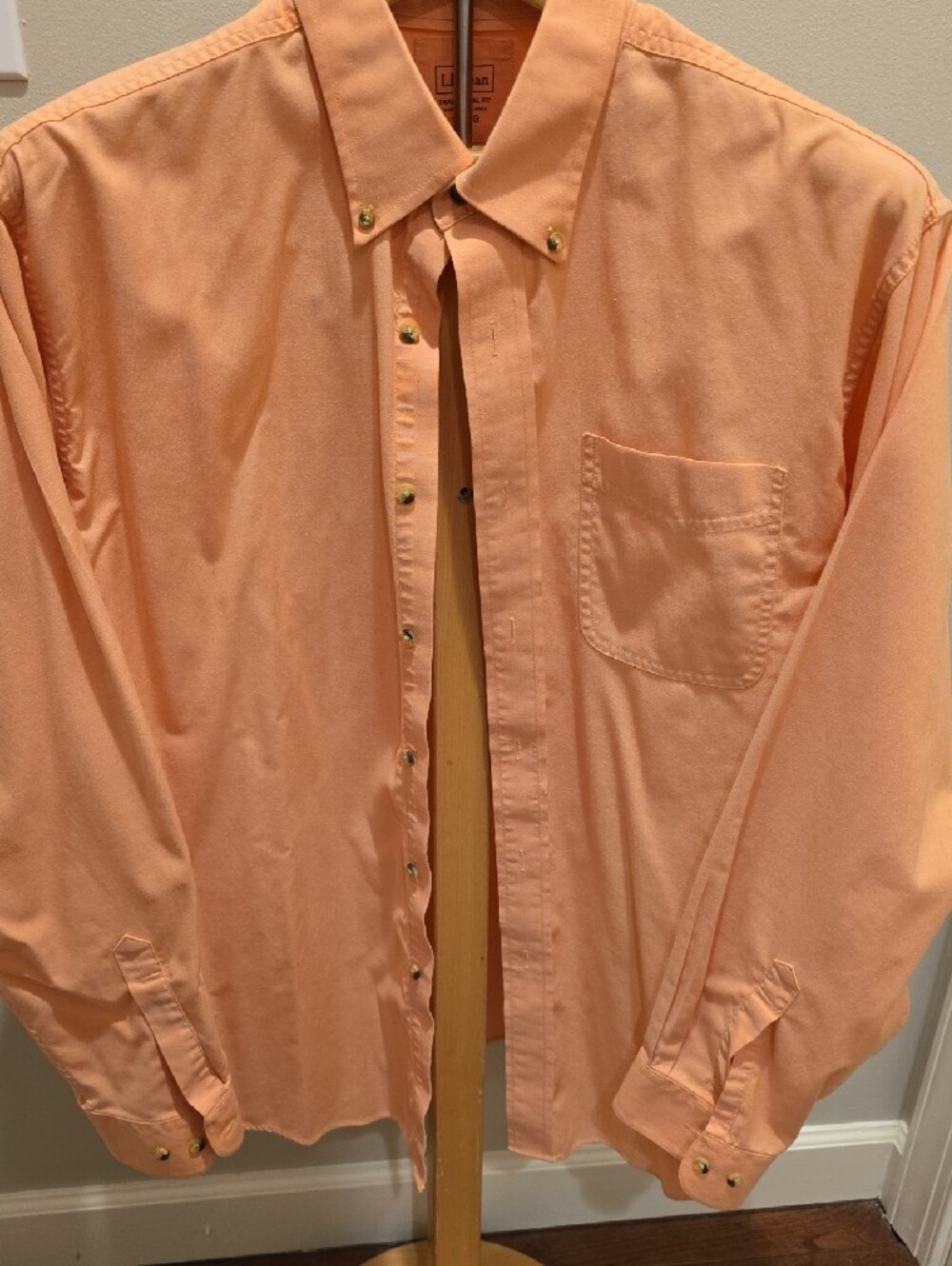 L.L.Bean Orange Traditional Fit Button-Up Shirt